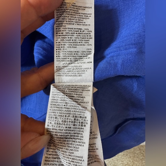 Banana Republic Royal Blue Midi Ramie Long Sleeve Dress Size XL - Picture 10 of 12